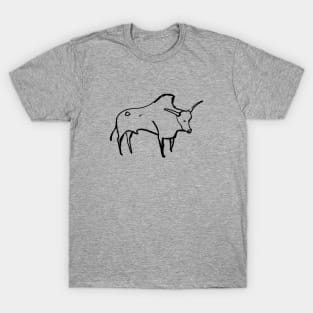 Cave line art of Aurochs. T-Shirt